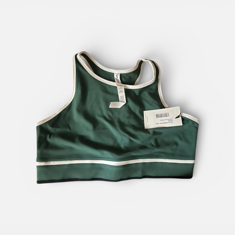 Splits59 Green and White Sports Bra